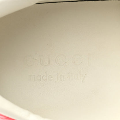 Gucci Miro Soft Calfskin Laminated Ayers Web Bee Embroidered Mens Ace Sneakers 10.5 White Red Flame Green 8 of 10