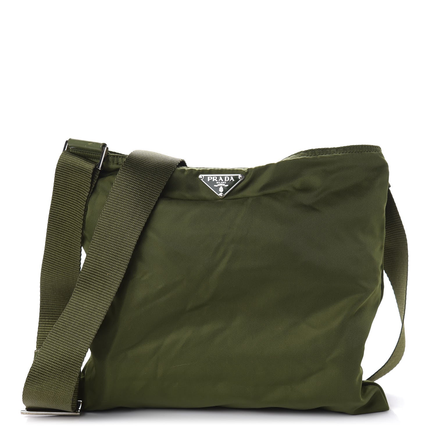 Prada Tessuto Nylon Flat Messenger Militare 1 of 9