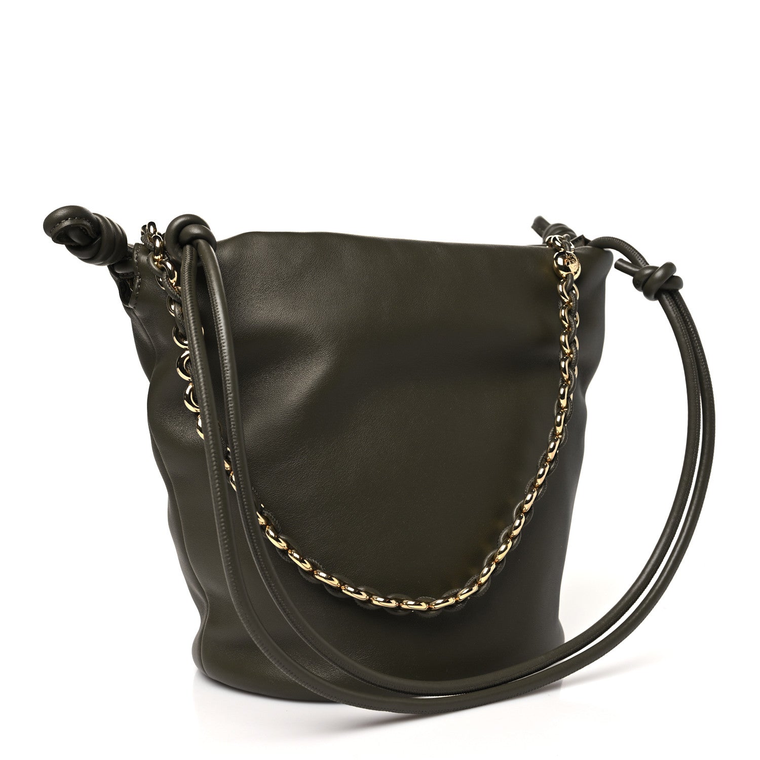 Loewe Mellow Nappa Lambskin Flamenco Bucket Bag Dark Khaki Green 3 of 9