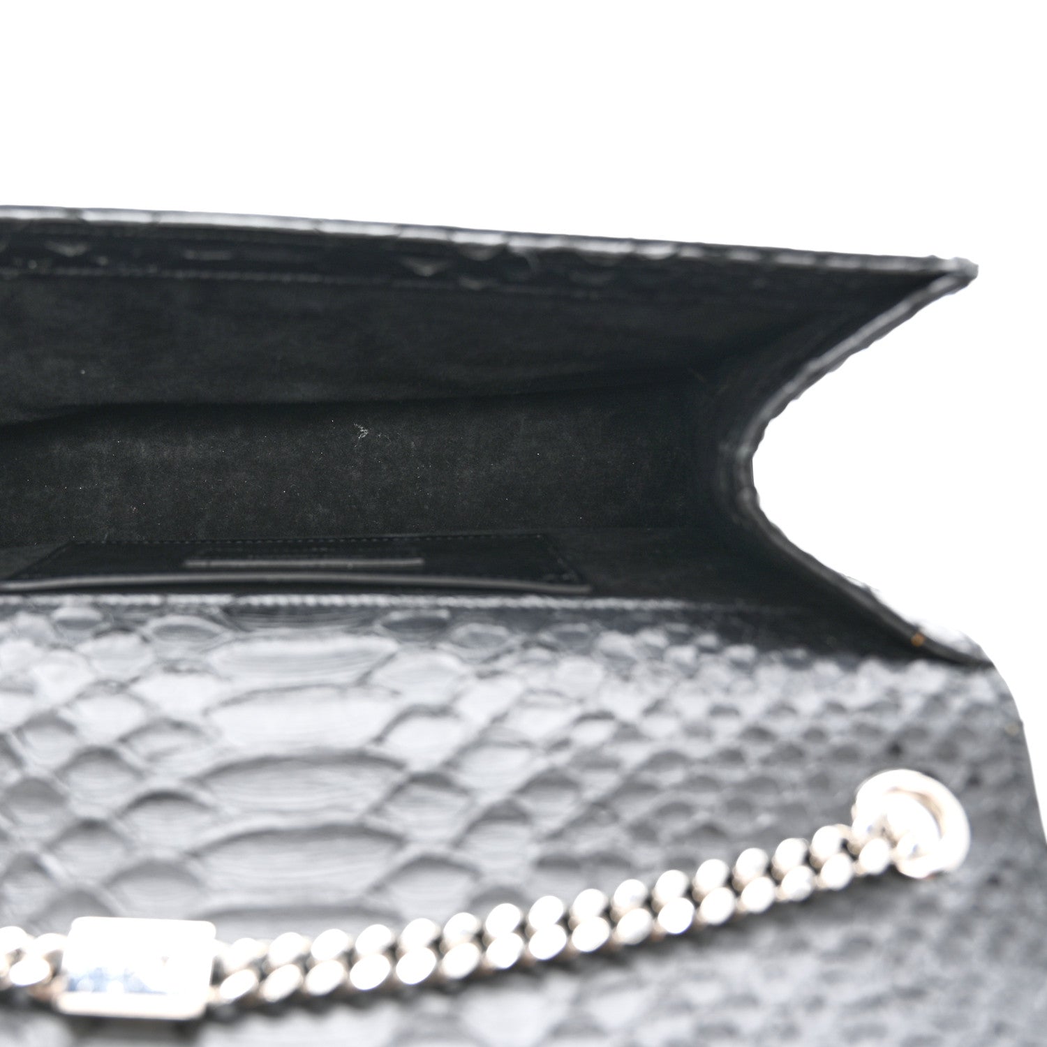 Saint Laurent Snakeskin Medium Classic Monogram Kate Tassel Satchel Black 6 of 15