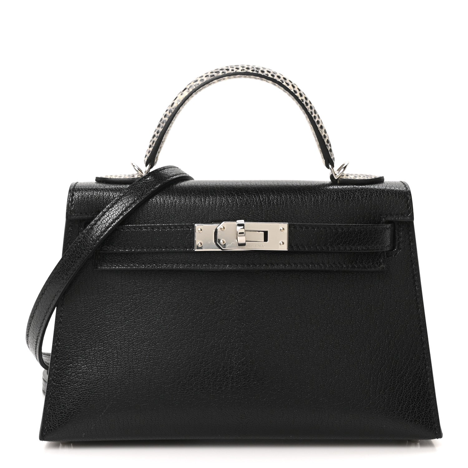 Hermes Chevre Mysore Lizard Mini Kelly Sellier Touch 20 Black Ombre 1 of 9