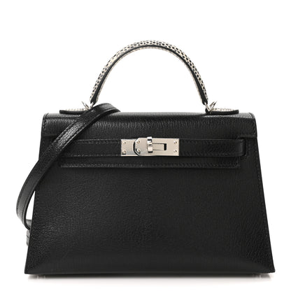 Hermes Chevre Mysore Lizard Mini Kelly Sellier Touch 20 Black Ombre 1 of 9
