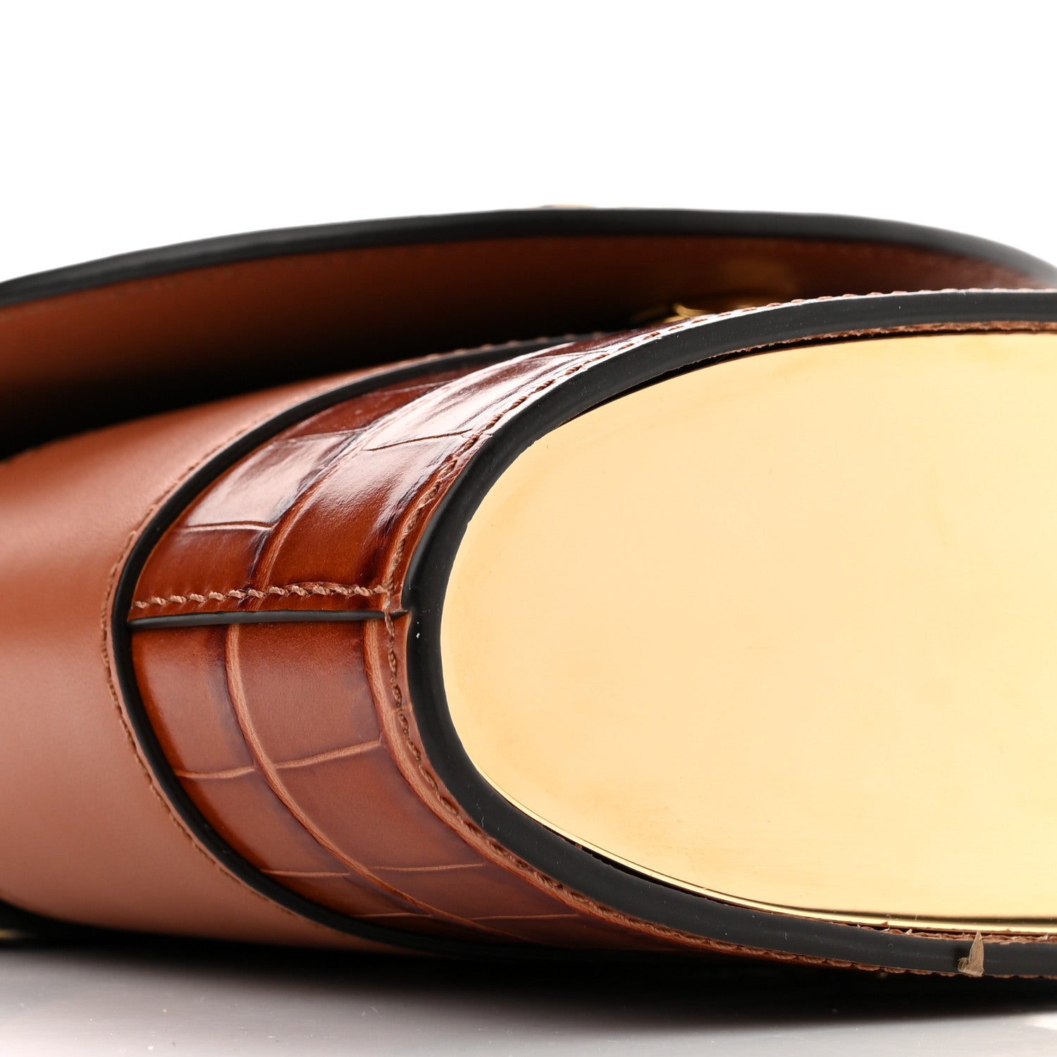 Chloe Calfskin Crocodile Embossed Small Aby Lock Chestnut Brown 8 of 9