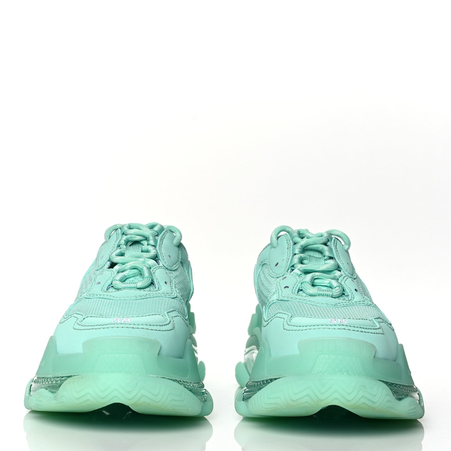 Fabric Mesh Clear Sole Womens Triple S Sneakers 38 Mint