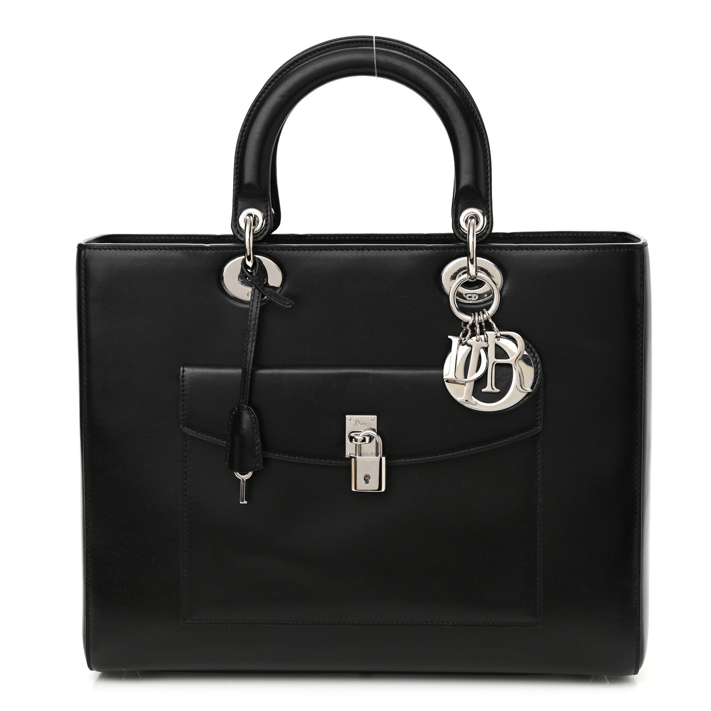 Box Calfskin Lady Dior Pouch Tote Black