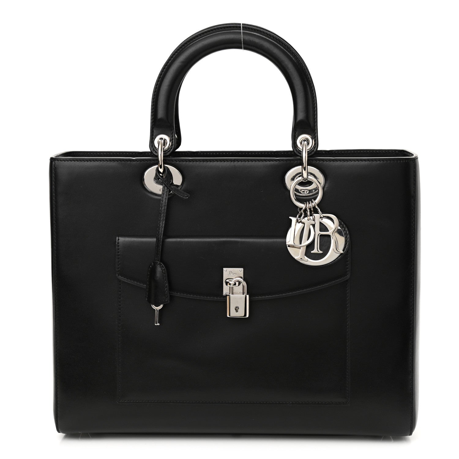 Christian Dior Box Calfskin Lady Dior Pouch Tote Black 1 of 15