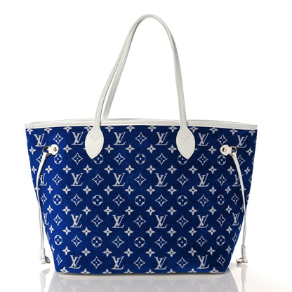 Louis Vuitton Jacquard Velvet Monogram LV Match Neverfull MM Bleu 3 of 9