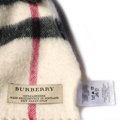 Burberry Cashmere Giant Check Fringe Scarf Ivory 3 of 6