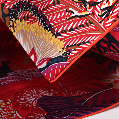 Hermes Silk Wild Singapore Scarf 90 Rouge Violet Beige 3 of 4