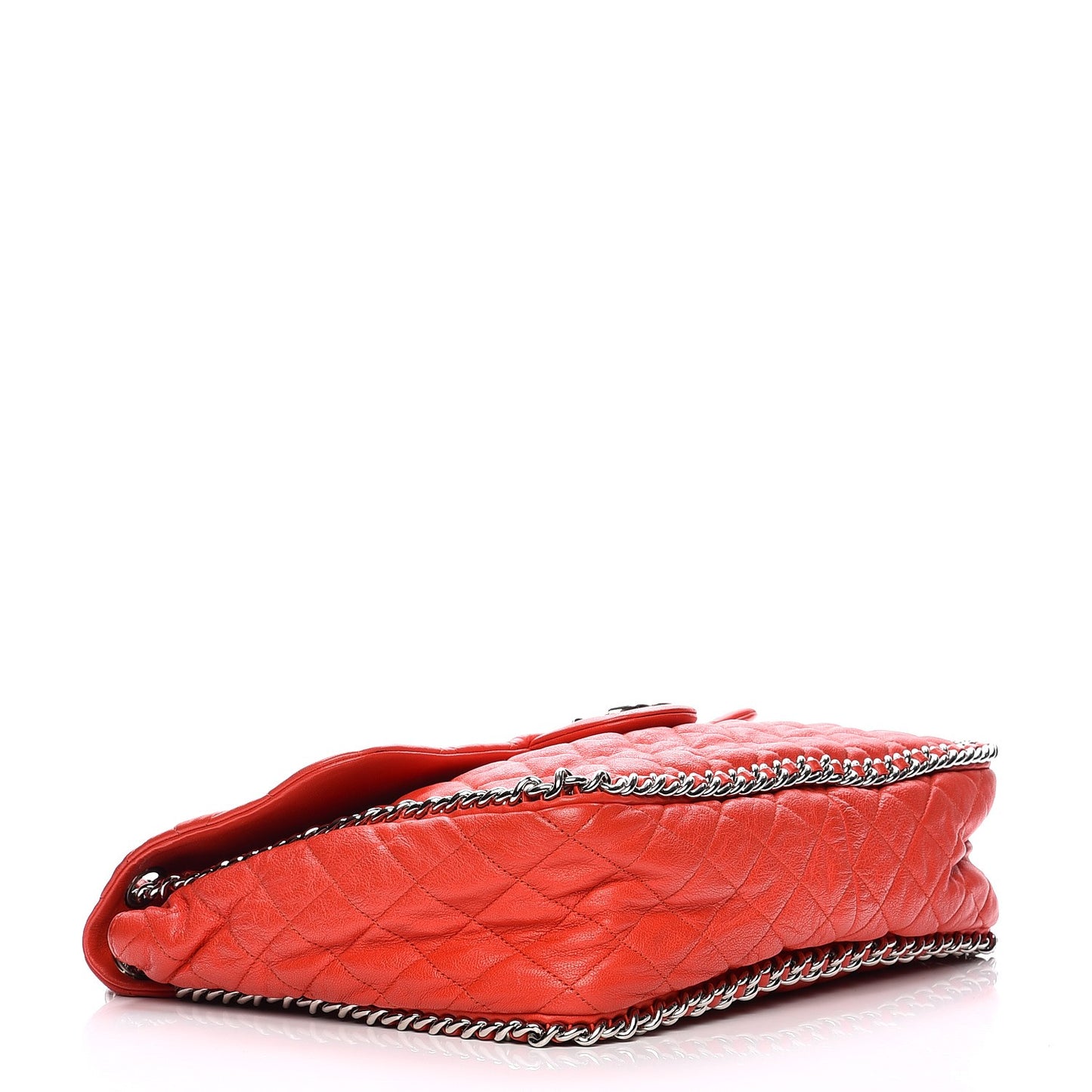 Washed Lambskin Quilted Maxi Chain Around Flap Red