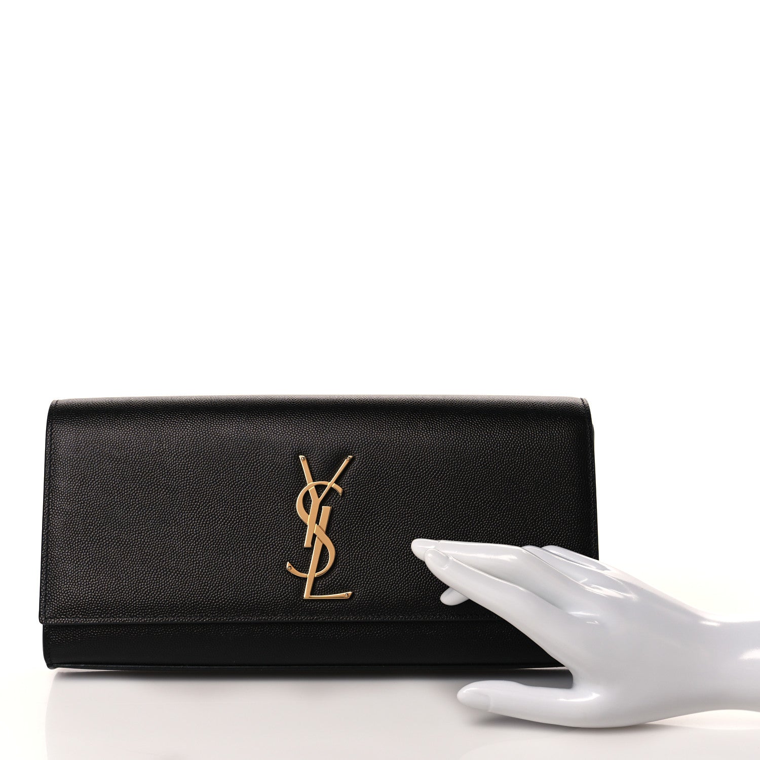 Saint Laurent Grain De Poudre Monogram Cassandre Clutch Black 2 of 8