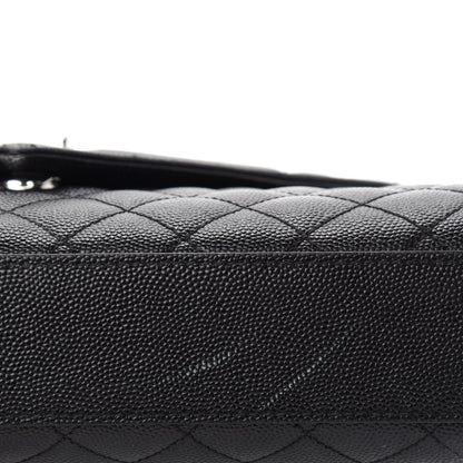 Saint Laurent Grain De Poudre Textured Mixed Matelasse Triquilt Medium Monogram Satchel Black 8 of 12