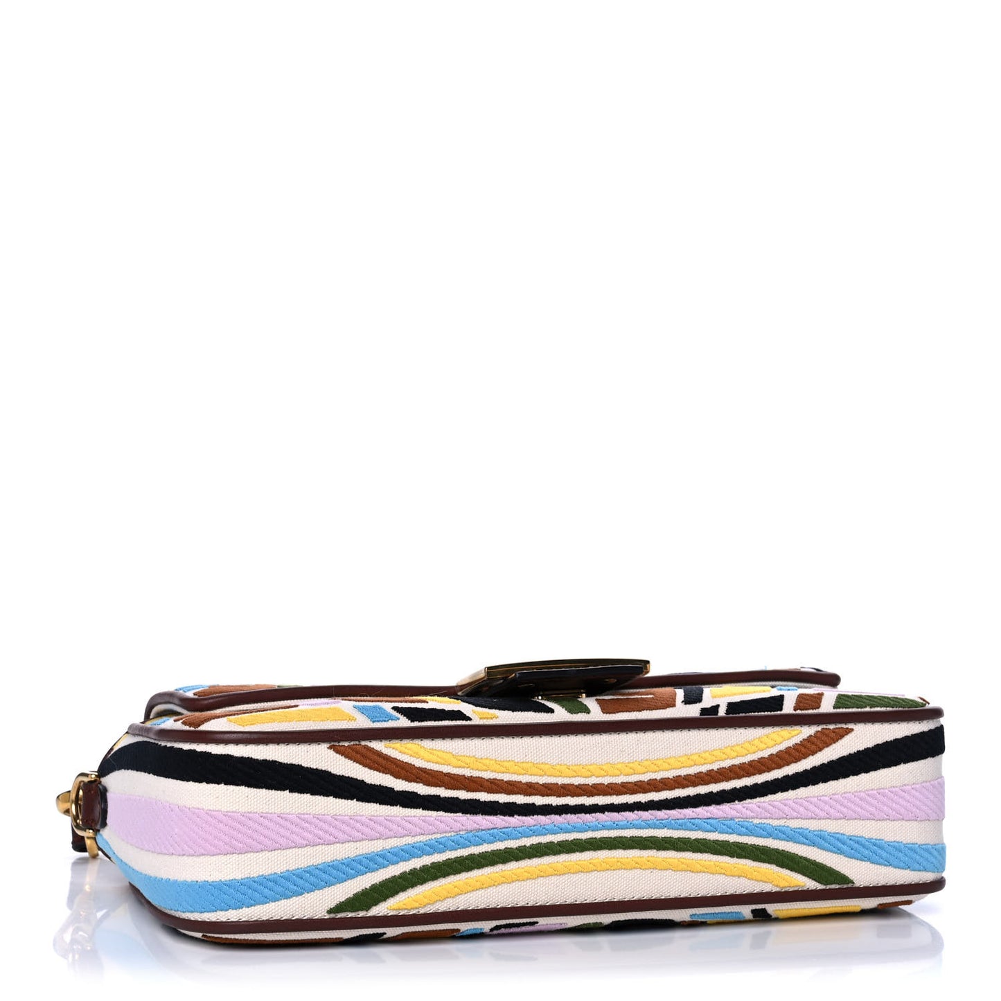 X SARA COLEMAN Canvas Vitello King Seta FF Fish Eye Embroidered Baguette Grezzo Multicolor Ghianda