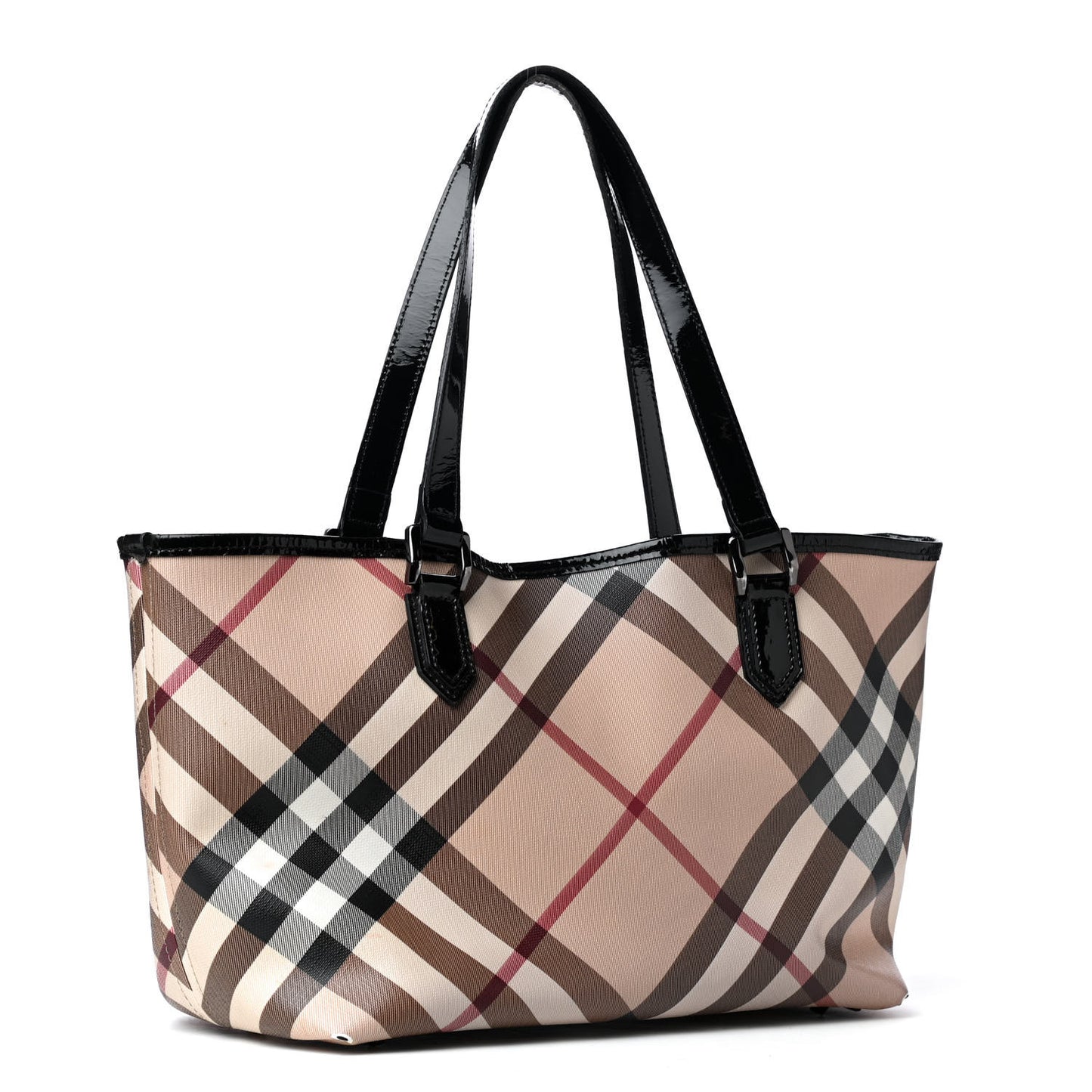 Patent Supernova Check Small Stanton Tote Black