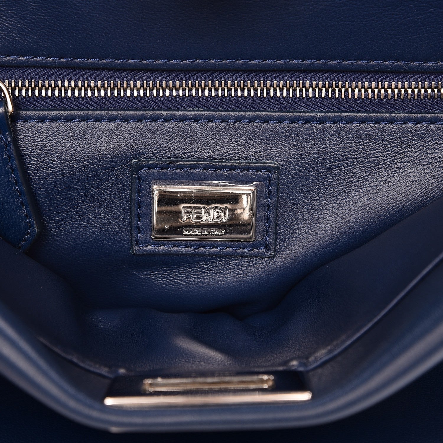 Fendi Nappa Mini Peekaboo Iconic Satchel True Blue 7 of 9