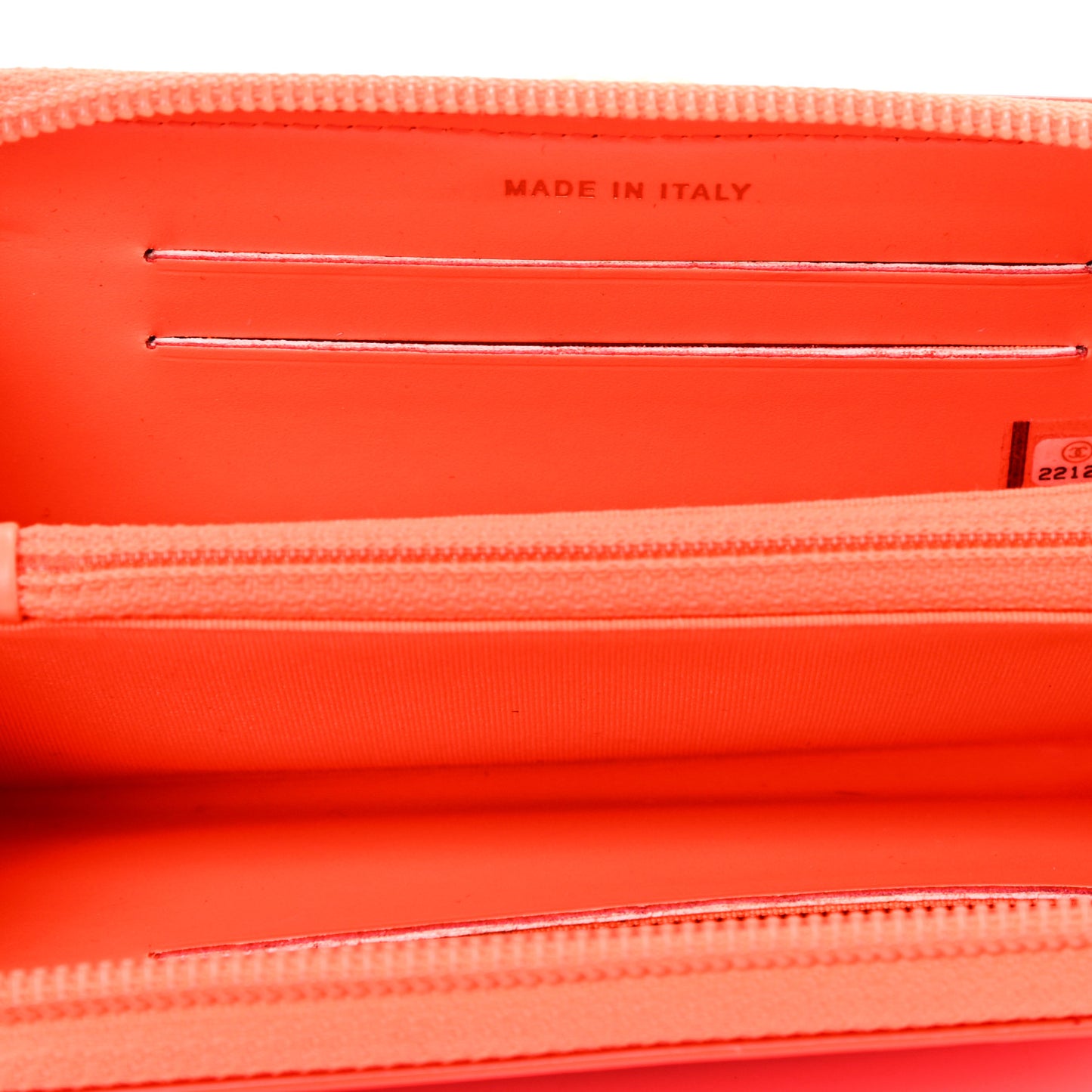 Patent Quilted Small Boy Zip Around Wallet Orange