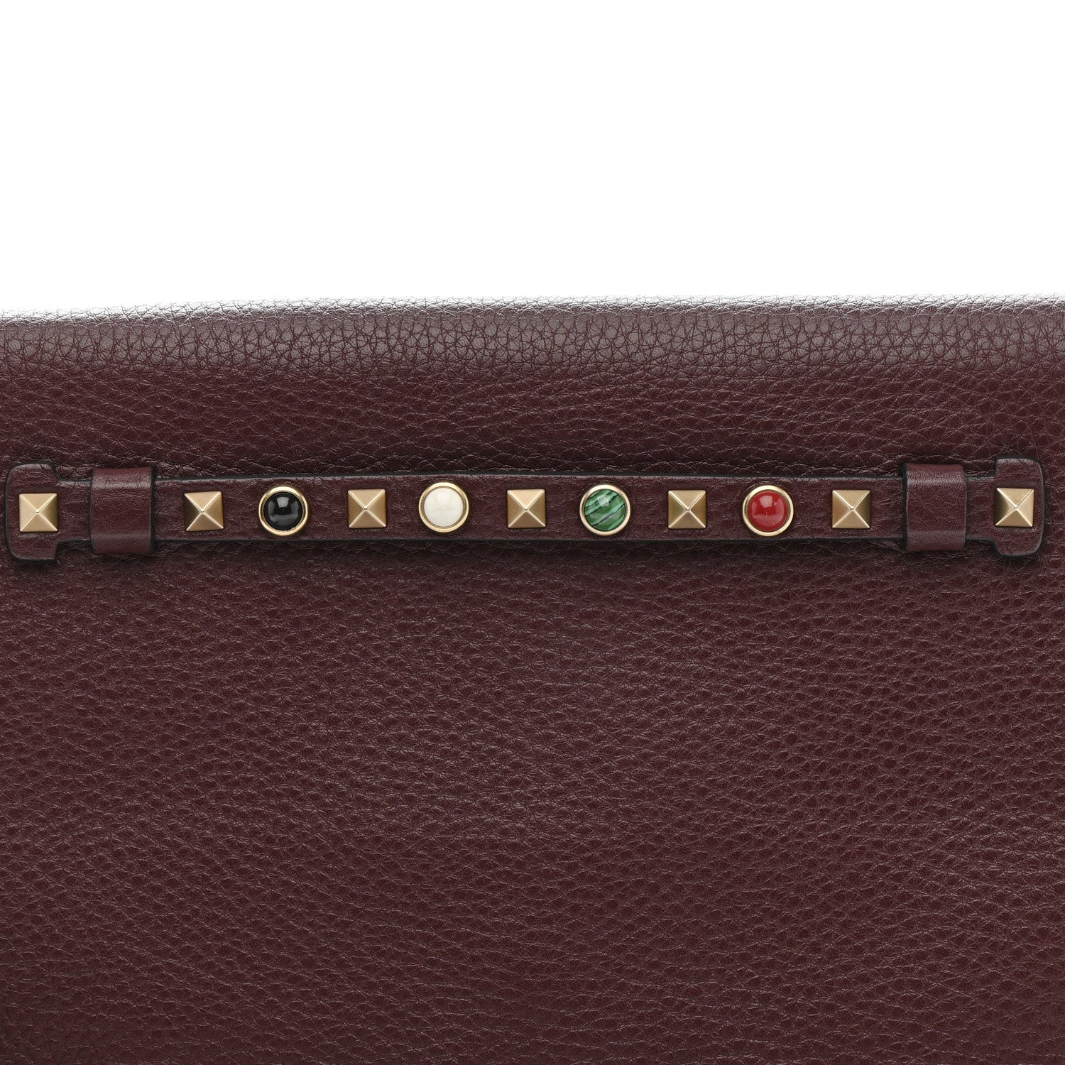 Valentino Garavani Pebbled Calfskin Rockstud Rolling Wristlet Clutch  Rubin 9 of 13