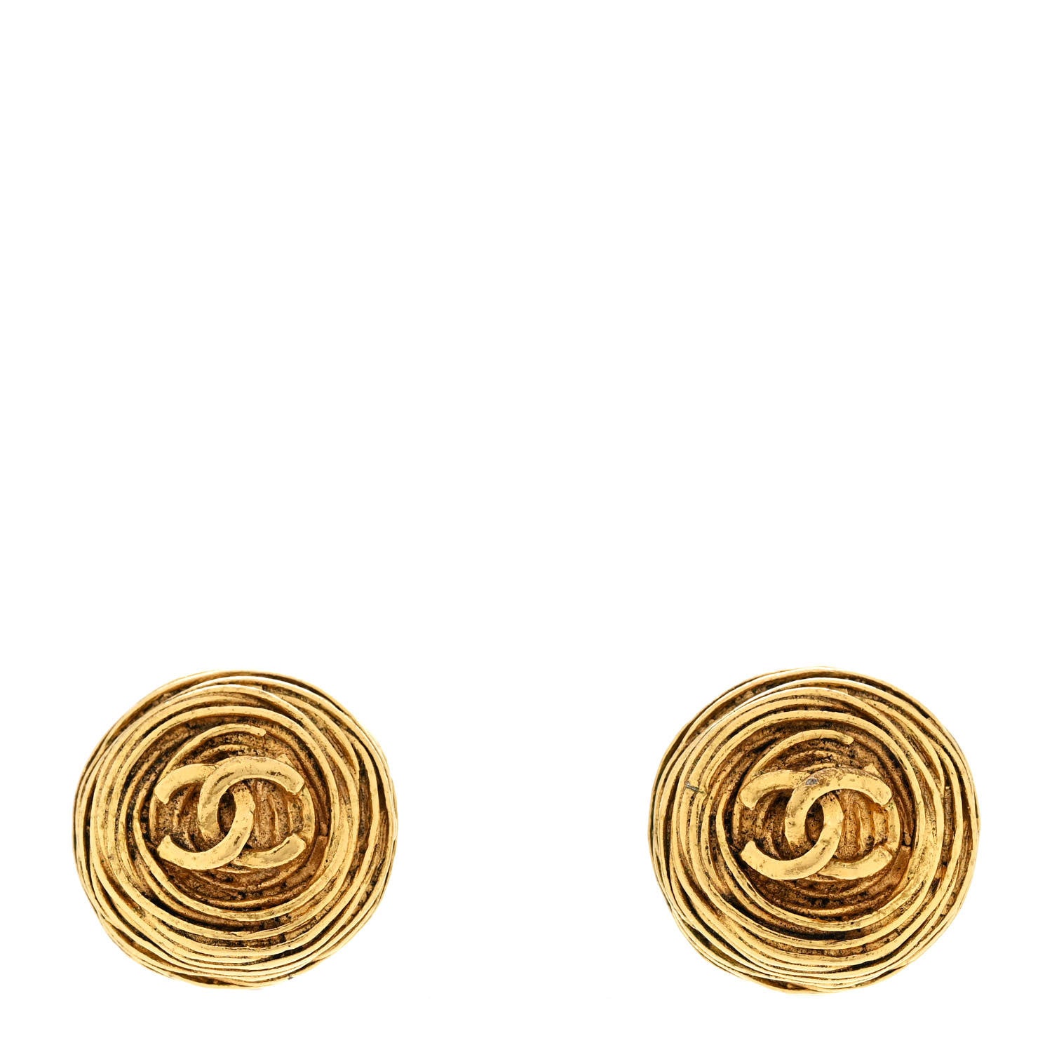 Chanel CC Button Clip On Earrings Gold 1 of 5