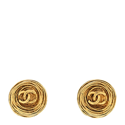 Chanel CC Button Clip On Earrings Gold 1 of 5