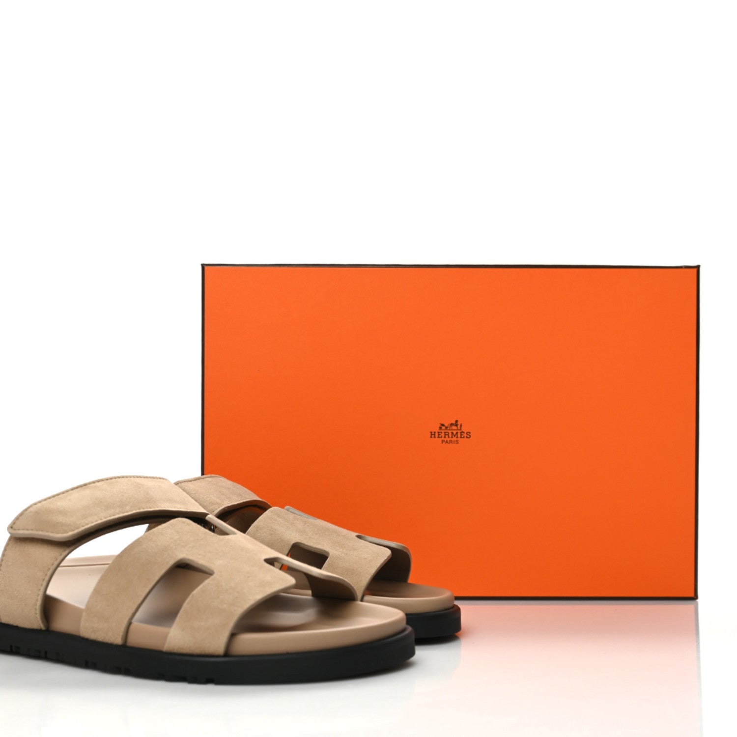 Hermes Suede Goatskin Womens Chypre Sandals 37.5 Beige Argile 9 of 9