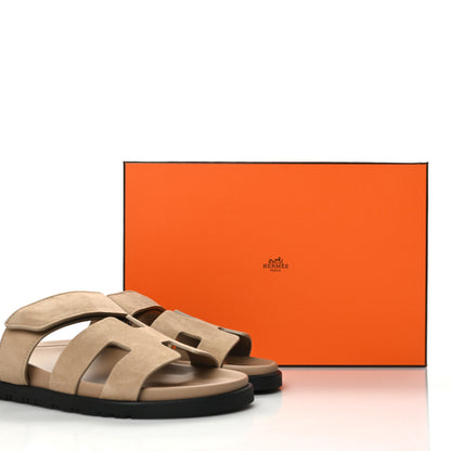 Hermes Suede Goatskin Womens Chypre Sandals 37.5 Beige Argile 9 of 9