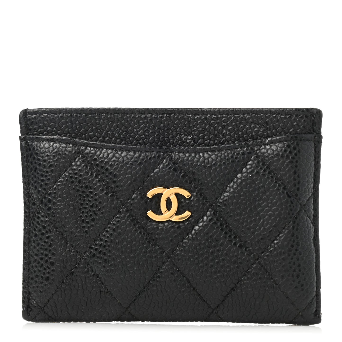 Caviar Quilted Card Holder Black
