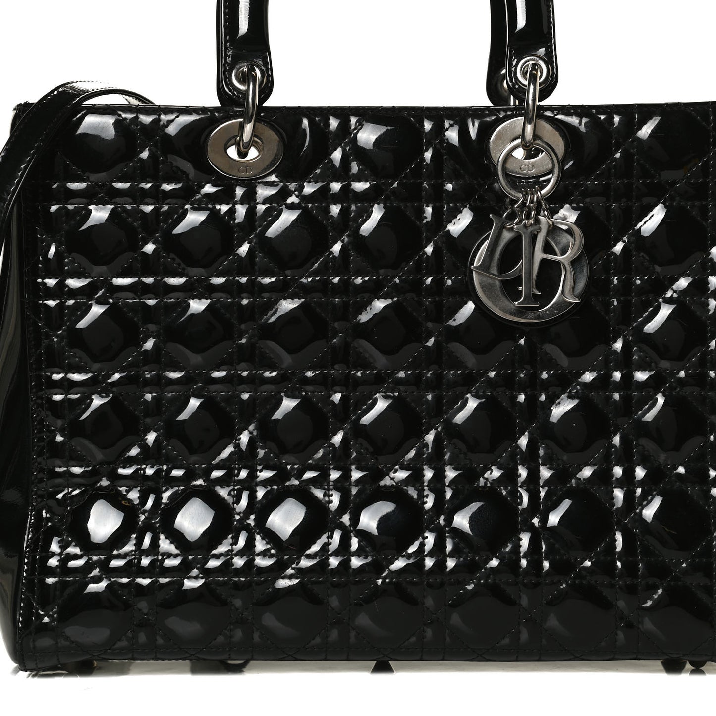Patent Cannage Large Lady Dior Black