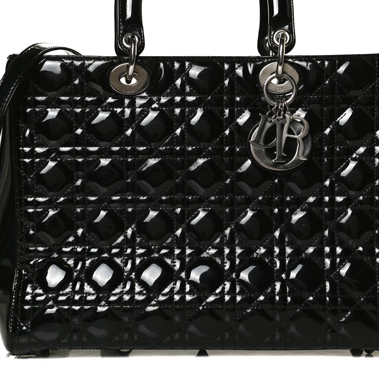 Christian Dior Patent Cannage Large Lady Dior Black 7 of 12