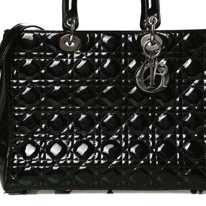 Christian Dior Patent Cannage Large Lady Dior Black 7 of 12