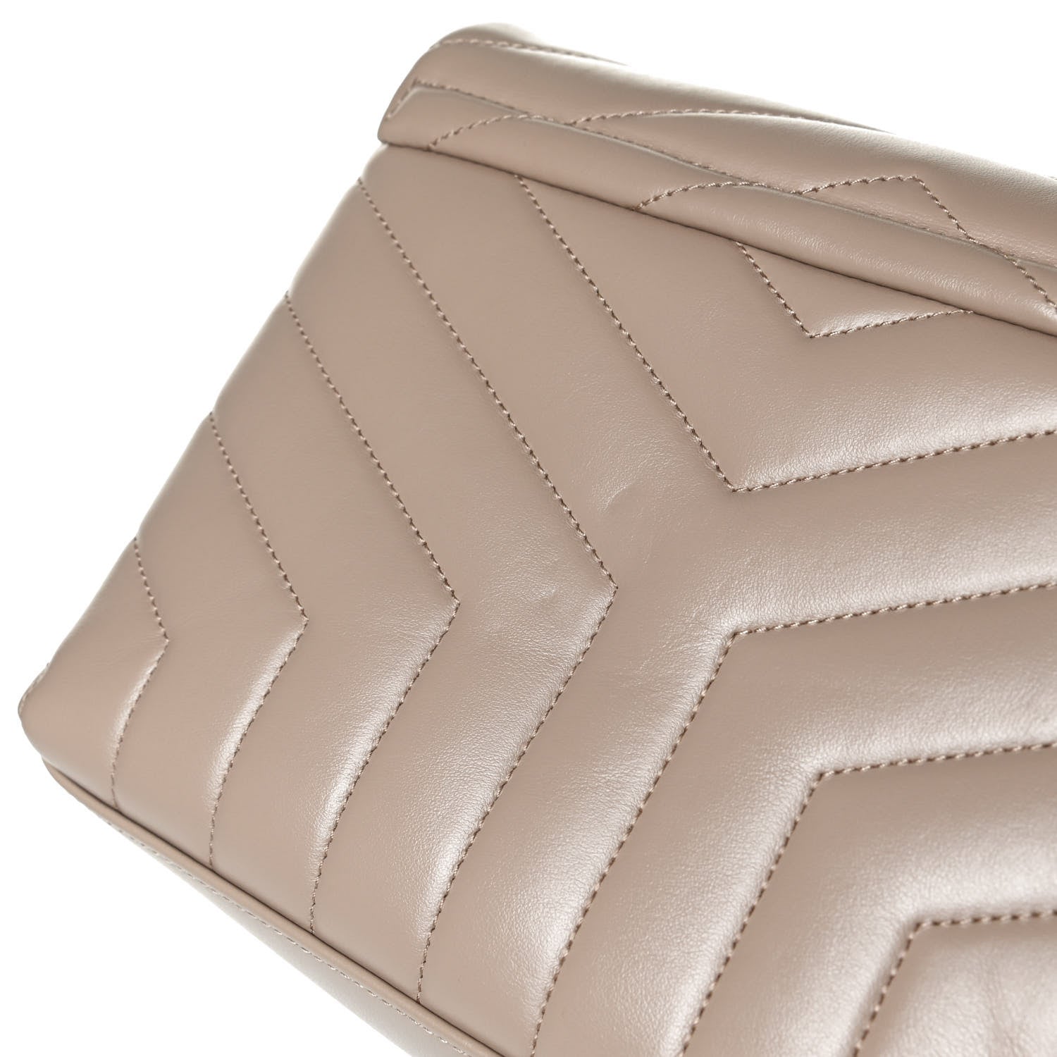 Saint Laurent Calfskin Y Quilted Monogram Small Loulou Chain Satchel Dark Beige 15 of 16