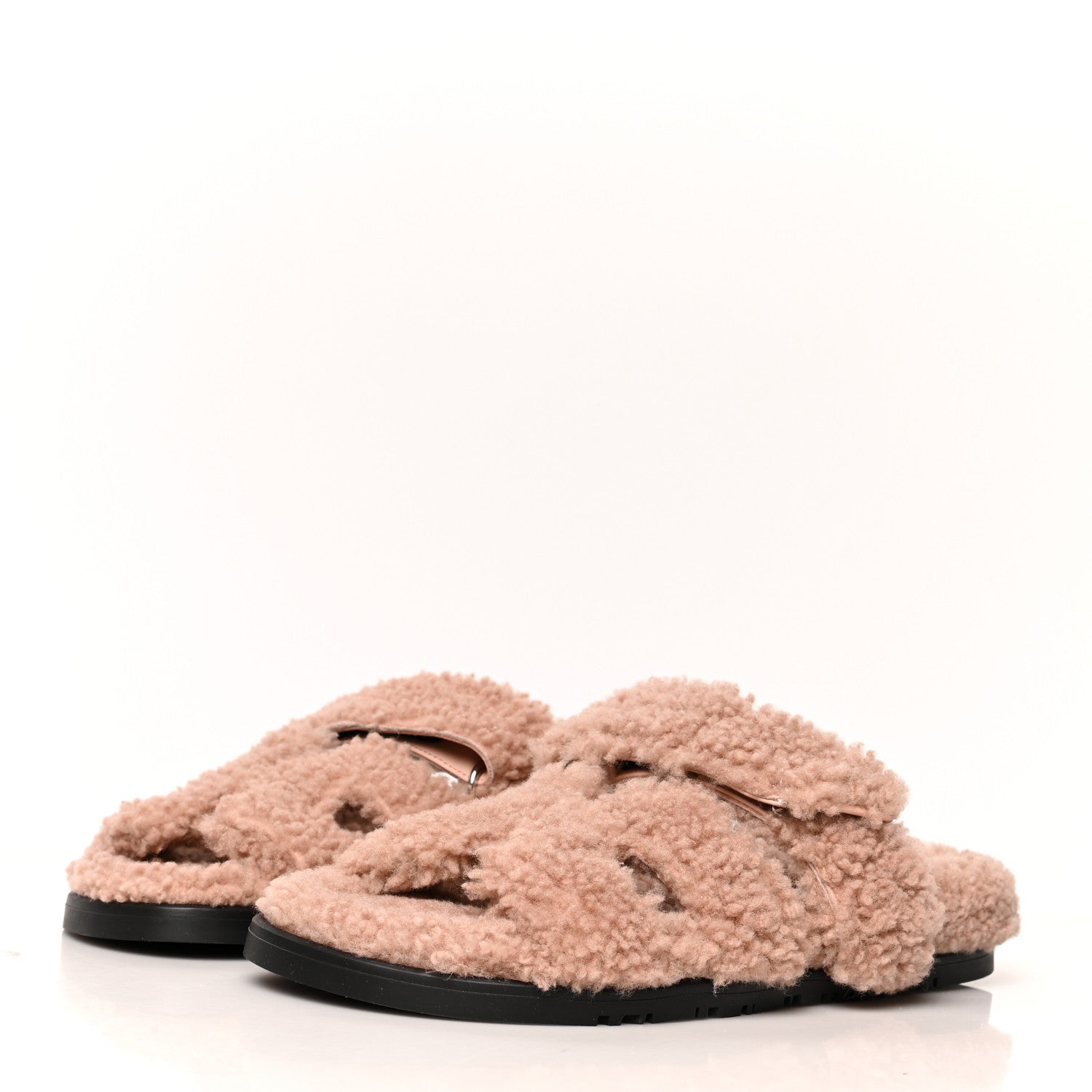 Hermes Woolskin Womens Chypre Sandals 37.5 Bois De Santal 3 of 8