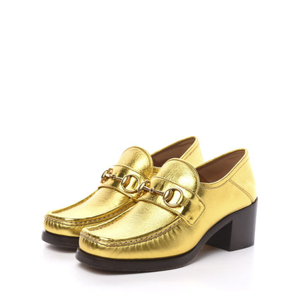 Gucci Metallic Malaga Kid Horsebit Loafer Pumps 35.5 Gold 3 of 9