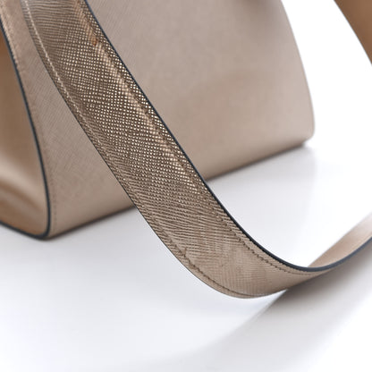 Prada Saffiano Cuir Calfskin Small Monochrome Top Handle Tote Quarzo Mordo 13 of 13