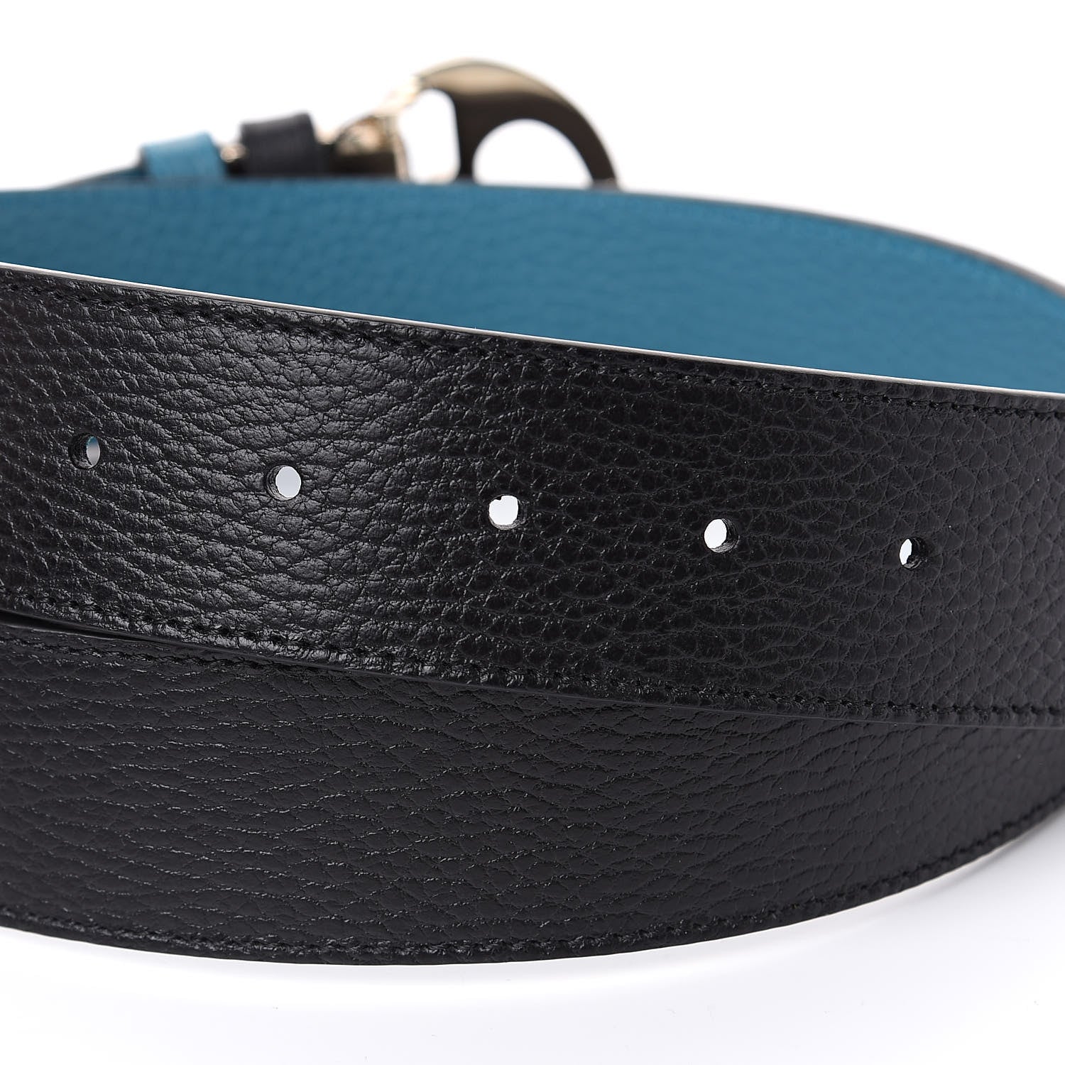 Gucci Dollar Calfskin 1973 Reversible Belt 90 36 Black Deep Cobalt 5 of 6