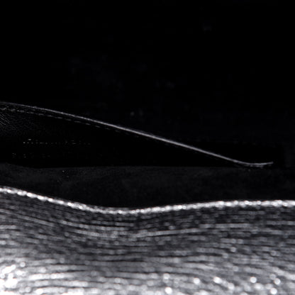 Saint Laurent Textured Metallic Calfskin Classic Monogram Cassandre Clutch Silver 9 of 15
