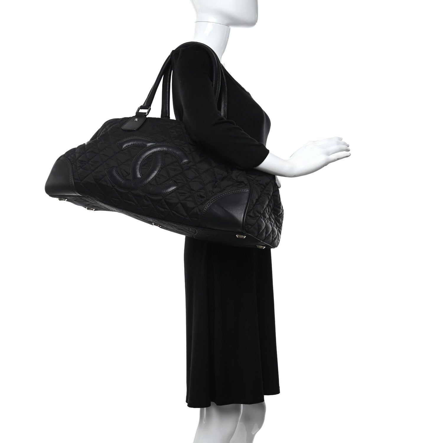 Chanel Calfskin Nylon Paris New York Duffel Bag Black 2 of 12