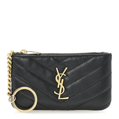 Saint Laurent Calfskin Matelasse Monogram Key Pouch Black 1 of 12