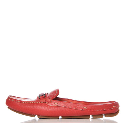 Prada Vitello Daino Logo Mules 36.5 Red 1 of 13