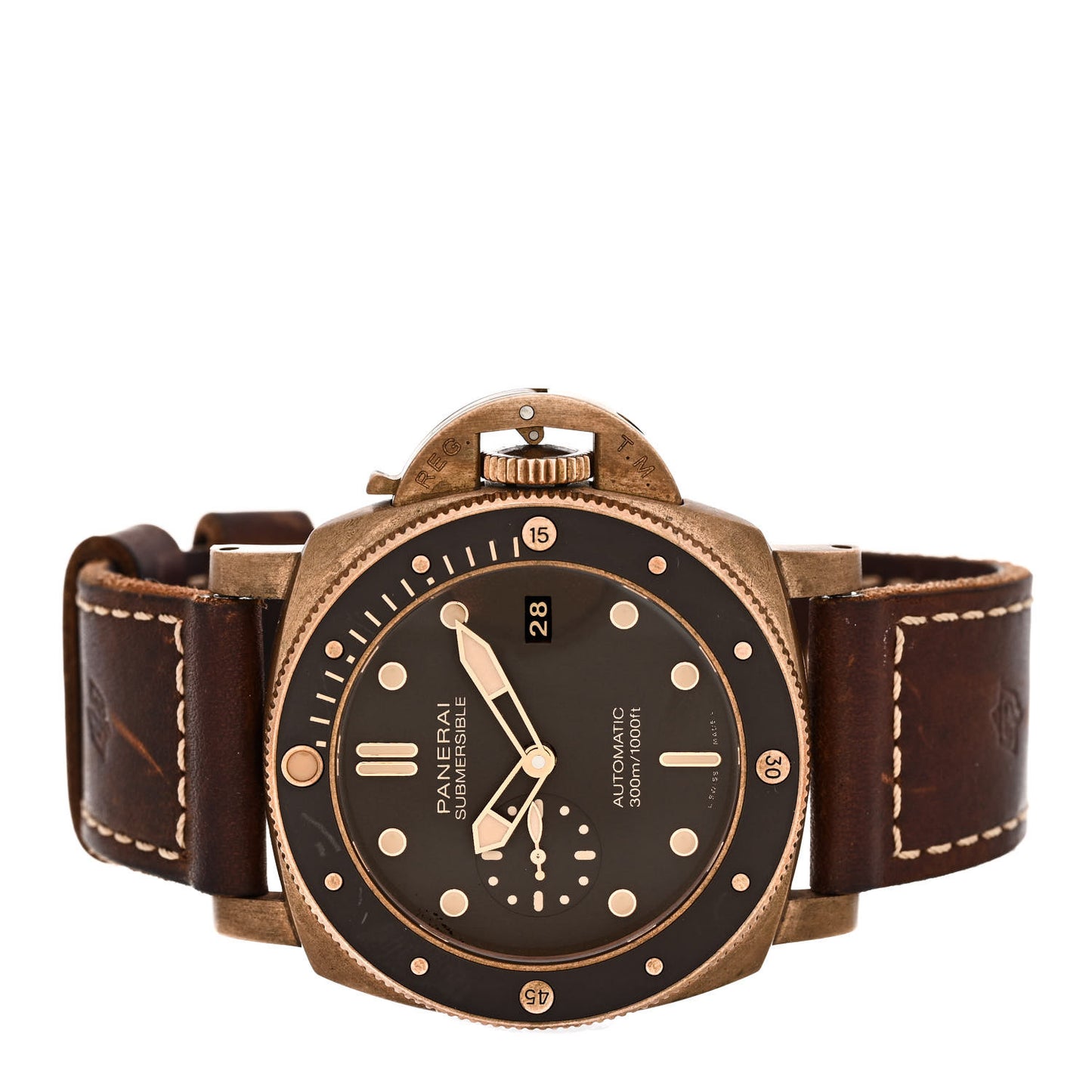 Bronze Calfskin 47mm Luminor Submersible Automatic Watch Brown PAM00968