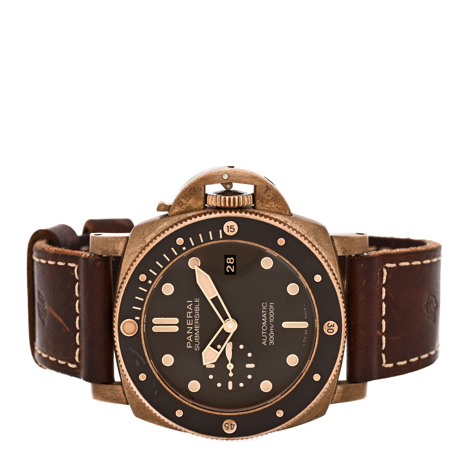Panerai Bronze Calfskin 47mm Luminor Submersible Automatic Watch Brown PAM00968 2 of 5