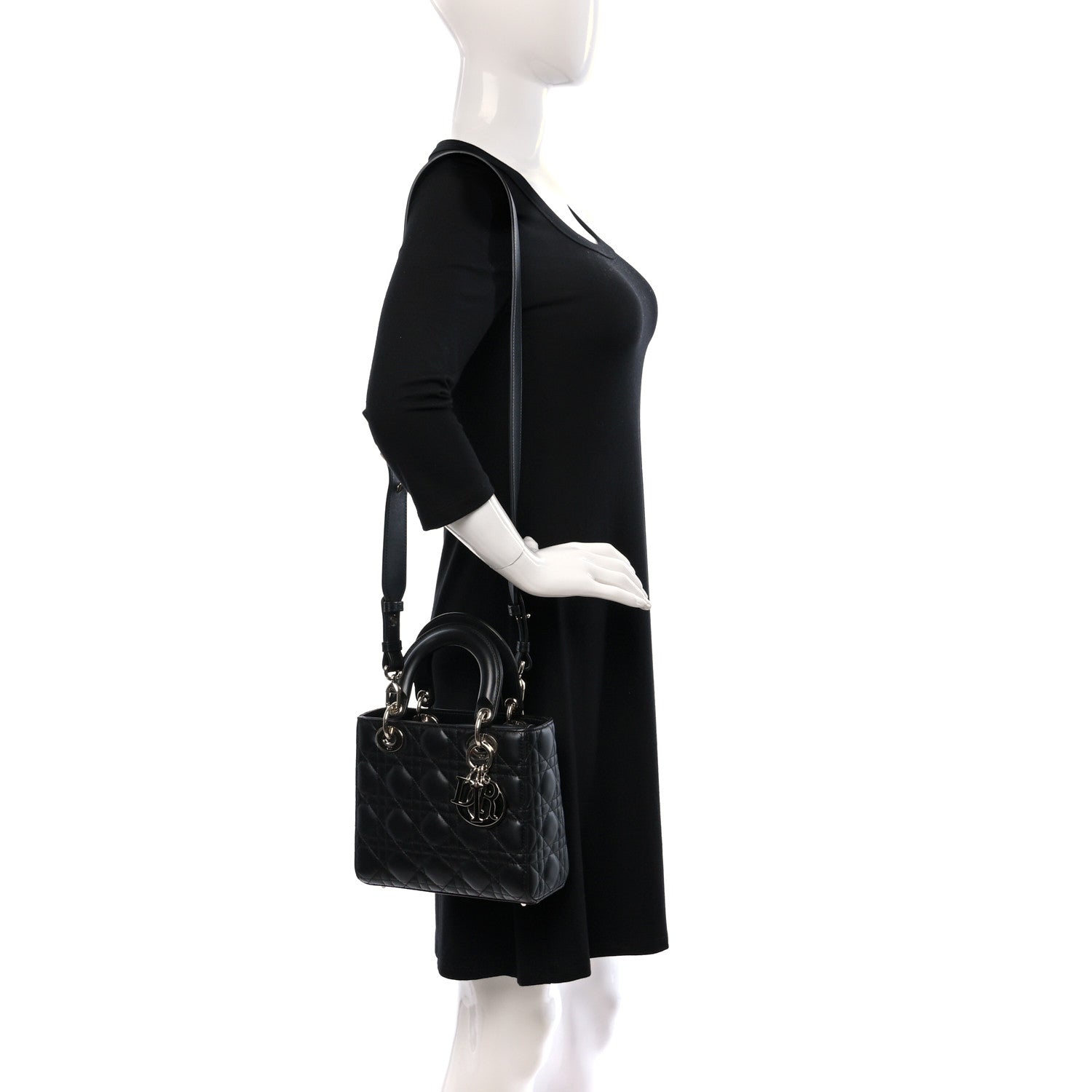 Christian Dior Lambskin Cannage Small My ABCDior Lady Dior Black 2 of 8