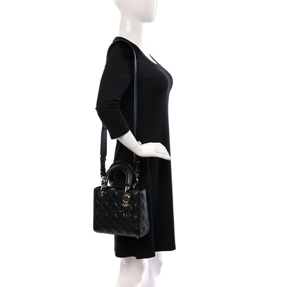 Christian Dior Lambskin Cannage Small My ABCDior Lady Dior Black 2 of 8