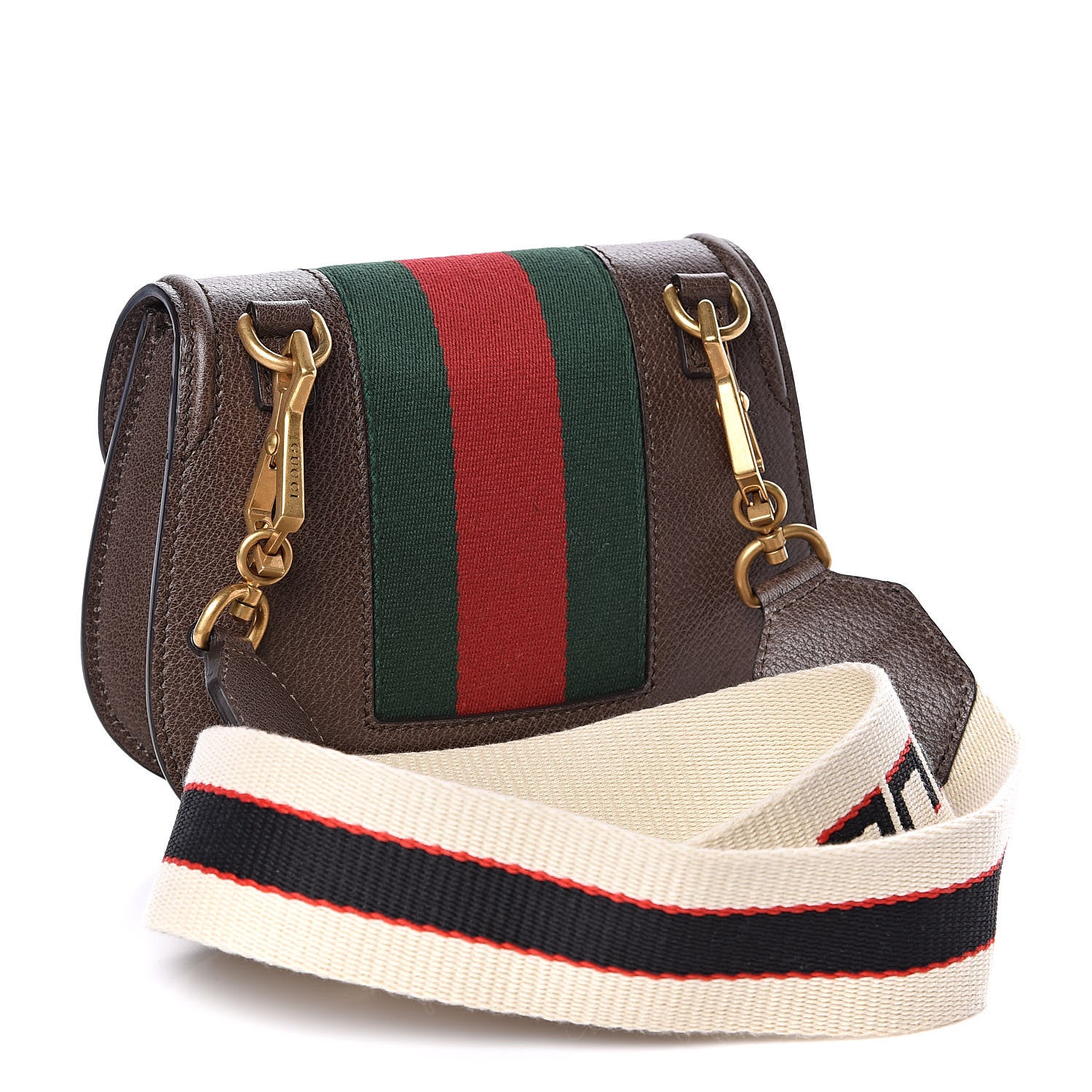 Gucci Textured Calfskin Web Crystal Heart Stripe Small Totem Shoulder Bag New Acero 3 of 11