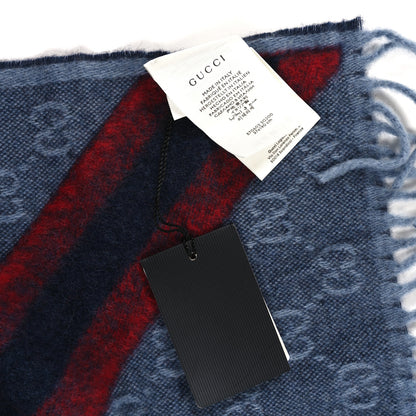 Gucci Wool Alpaca Monogram Web New Nikky Scarf Midnight Blue 4 of 4