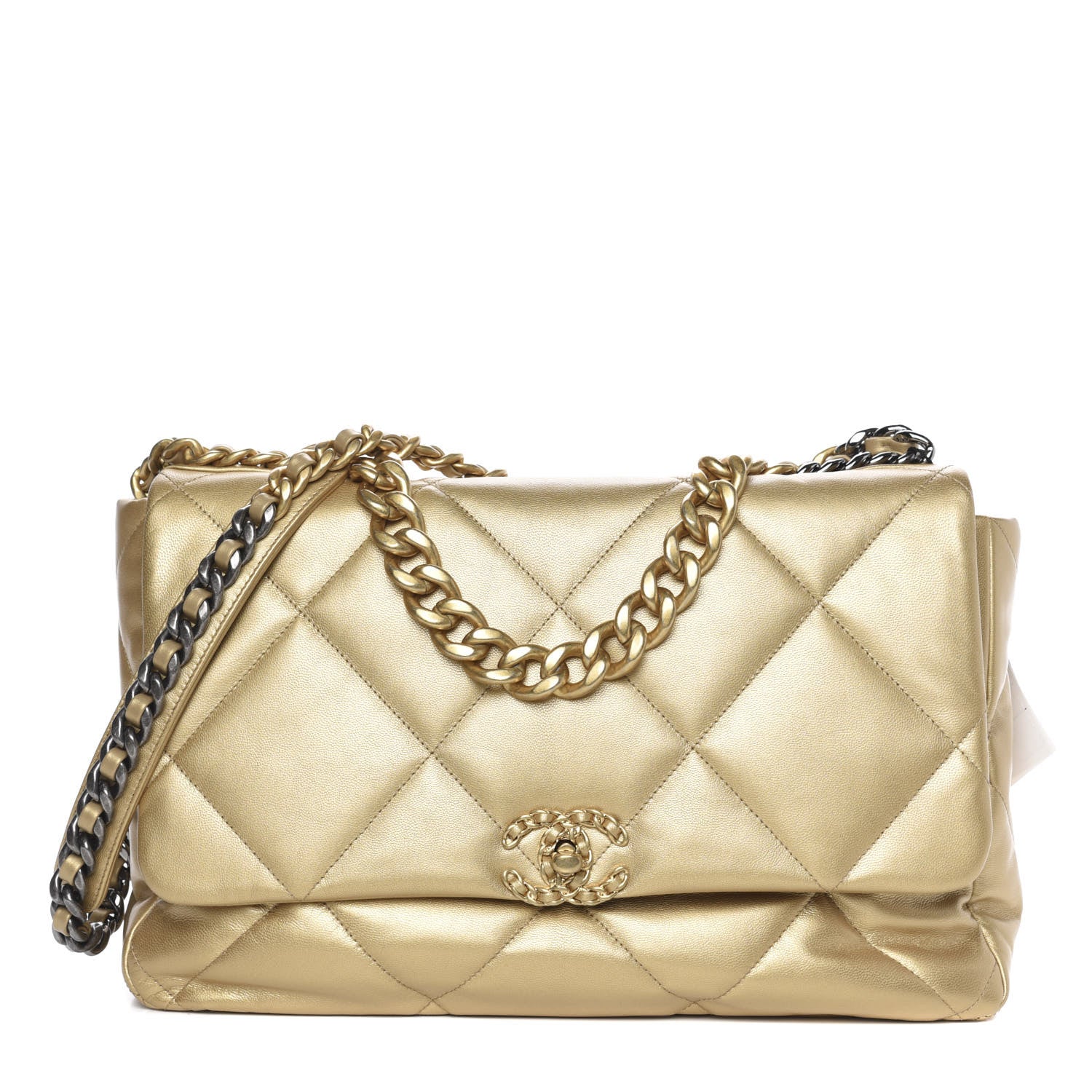 Chanel Metallic Goatskin Quilted Maxi 19 Flap Gold 1 of 10