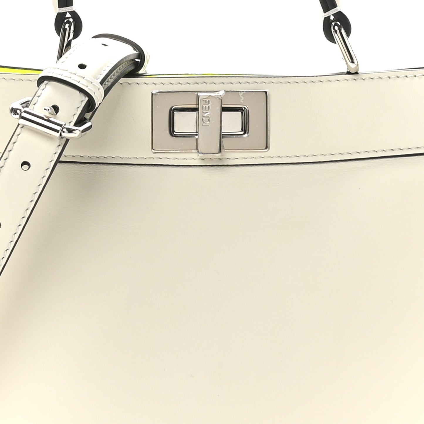 Vitello Seta Nappa Bi-Color Small Peekaboo I SEE U Satchel White Ice Yellow Fluo