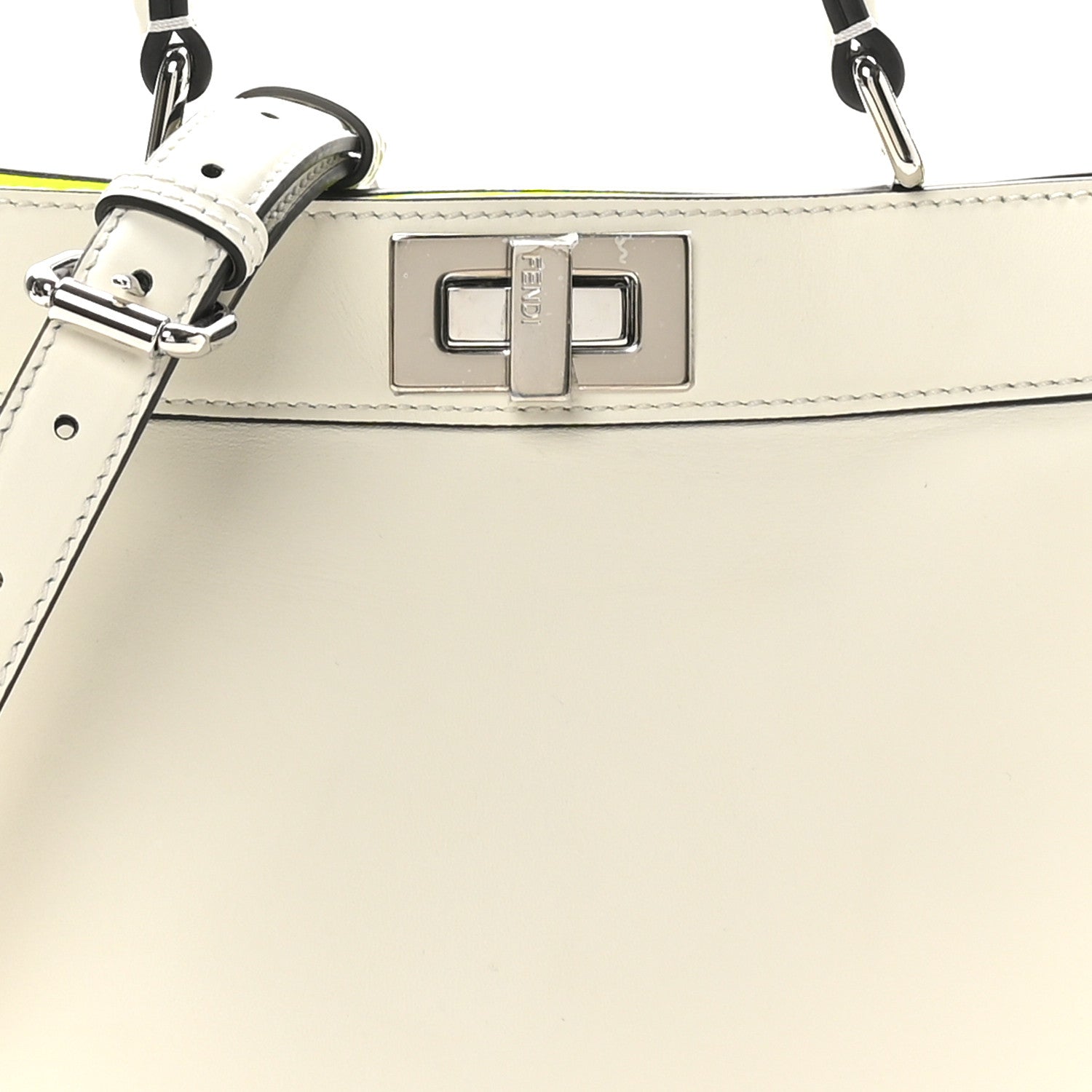 Fendi Vitello Seta Nappa Bi-Color Small Peekaboo I SEE U Satchel White Ice Yellow Fluo 7 of 9
