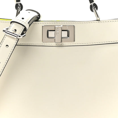 Fendi Vitello Seta Nappa Bi-Color Small Peekaboo I SEE U Satchel White Ice Yellow Fluo 7 of 9