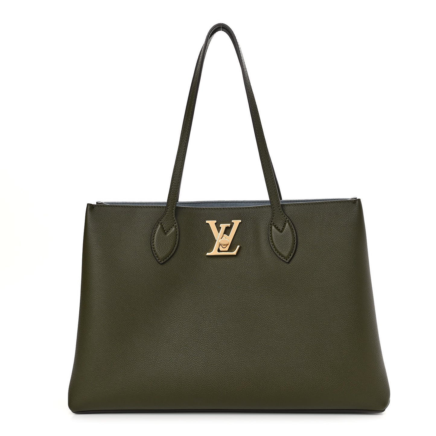 Grained Calfskin Lockme Shopper Kaki