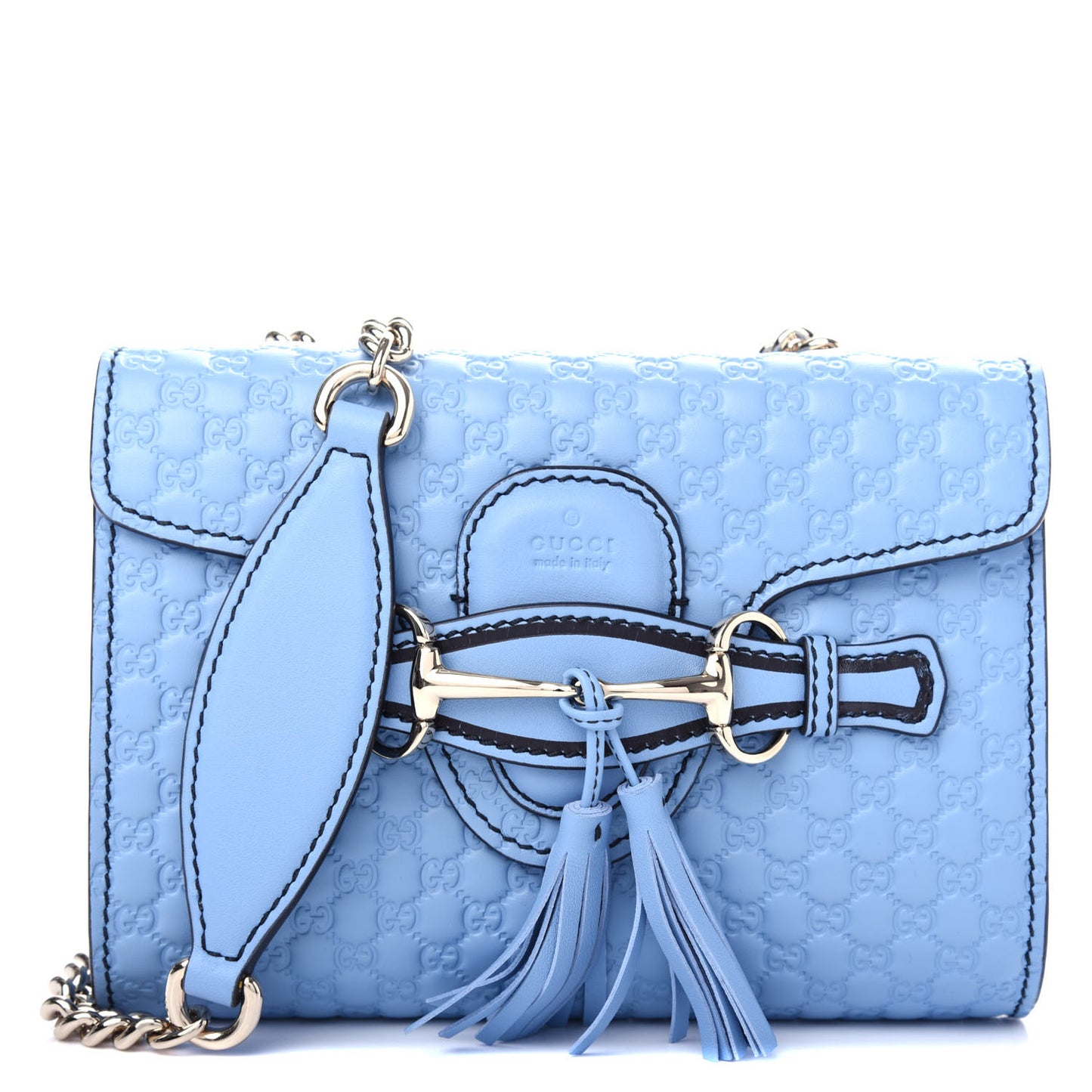 Soft Microguccissima Mini Emily Chain Shoulder Bag Mineral Blue